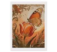 Monarch Tulip Blossom 5D Diamond Art Kits for Adults Personalized Large Diamond Art DIY Full Drill Diamonds Dot Crystal Rhinestone Diamonds Painting Round Gem Art Kit for Home Wall Decor 12x16