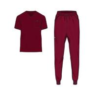 Monarch Uniforms Men's Jogger Scrub Set Tuck-in Scrubs for Men with Jogger Pants and One Pocket Top, Burgundy, X-Small-REGULAR