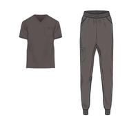Monarch Uniforms Men's Jogger Scrub Set Tuck-in Scrubs for Men with Jogger Pants and One Pocket Top, Charcoal, X - S