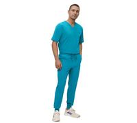 Monarch Uniforms Men's Jogger Scrub Set Tuck-in Scrubs for Men with Jogger Pants and One Pocket Top (Caribbean Blue,Large)