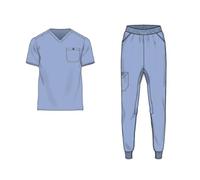 Monarch Uniforms Men's Jogger Scrub Set Tuck-in Scrubs for Men with Jogger Pants and One Pocket Top, Ceil Blue, X-Large-REGULAR