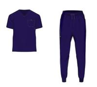 Monarch Uniforms Men's Jogger Scrub Set Tuck-in Scrubs for Men with Jogger Pants and One Pocket Top, Navy Blue, X-Large-REGULAR