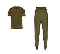 Monarch Uniforms Men's Jogger Scrub Set Tuck-in Scrubs for Men with Jogger Pants and One Pocket Top, Olive, X-Large-REGULAR