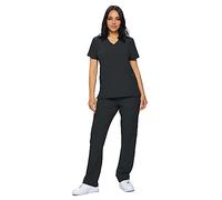 Monarch Uniforms Scrub Sets for Women - Regular and Petite Stretchy Top and Pants - Black, X-Small Petite