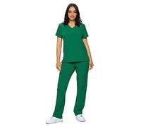 Monarch Uniforms Scrub Sets - Regular & Petite Stretchy Scrubs for Women - Set of Top & Pants, Hunter Green, Small Regular