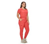 MONARCH UNIFORMS Stretchy Scrubs Women's Jogger Scrub Set In Regular and Petite Jogger Scrubs with Tuck-In Top for Women, Coral, Small Petite
