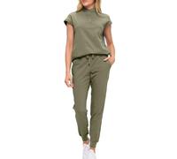 Monarch Uniforms Womens Jogger Scrub Set with Oversized Scrub Top with Mandarin Collar. Supreme Comfort Scrub Set for Women, Olive, Petite/Small