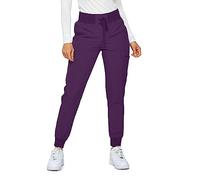 Monarch Uniforms Womens Jogger Scrubs Ribbed Jogger Scrub Pants for Women, Eggplant, Large