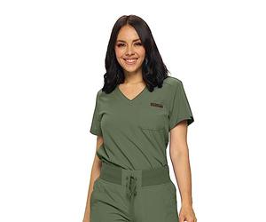 Monarch Uniforms Womens Scrub Top One Pocket Tuck In Scrub Top for Women, Olive Green, Medium