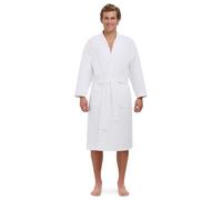 Monarch Unisex Chamois Microfiber Shawl Hotel Robe - Soft Lightweight Fabric, Generously Sized Hotel & Spa Robe with Pockets, White Cats Eye Pattern, XXL