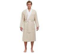 MONARCH Unisex Plush Lined Microfiber Bath Robe - Soft Shell with Polyester Lining, Resort-Grade Hotel & Spa Robe with Pocket, Natural, XL