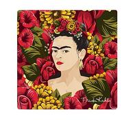 Monarque Ceramic Drink Coasters, Artists, Set of Four (Frida Kahlo Rose Portrait)