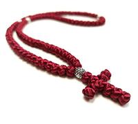 Monastery Vodoca Christian 100-knot Prayer Rope ǀ Smooth Silk Satin Cord (Dark Red)