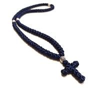 Monastery Vodoca Christian 100-knot Prayer Rope ǀ Smooth Silk Satin Cord (Navy Blue)