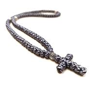 Monastery Vodoca Christian 100-knot Prayer Rope ǀ Smooth Silk Satin Cord (Silver)