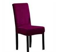 Monba Stretch Chair Covers Stretch Velvet Dining Chair Slipcovers for Dining Room Washable-Dark Purple-2 PCS