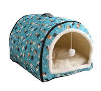 Monbaer 2 in 1 Foldable Self-Warming Dog Bed with Anti Anxiety Removable Cushion, Winter Warm Pet Cave Dog Calming Igloo Nest for Dogs Puppy Cats (XL:75x50x50cm, Turquoise)