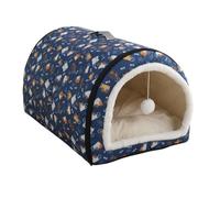 Monbaer 2 in 1 Foldable Self-Warming Dog Bed with Anti Anxiety Removable Cushion, Winter Warm Pet Cave Dog Calming Igloo Nest for Dogs Puppy Cats (S:45x35x33cm, Blue)