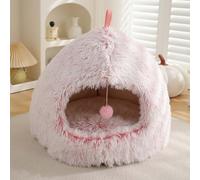 Monbaer Cat Bed for Indoor Cats Puppy, Winter Warm Cat Cave Bed with Removable Pillow Cushion, Pet Igloo House, Carrying Handle Anti-slip Cat Dogs Nest Bed (S:45x45x38cm,Pink)