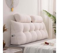 Monbaer Large Wedge Pillows with Neck Roll, Headboard Triangular Rest Reading Pillow, Soft Sofa Daybed Positioning Bolster Lumbar Support Cushion Waist Backrest (180x50x20cm,Off-white)