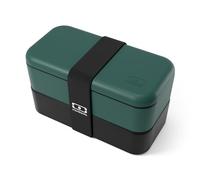 monbento - Bento Box Adult Original Green/Black Made in France - 2 Leakproof Compartments - Microwave & Dishwasher Safe - Stackable Lunch Box for Work/Picnic/Meal Prep - BPA Free Containers for Food