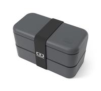 monbento - Bento Box Adult Original Grey Anthracite Made in France - 2 Leakproof Compartments - Microwave & Dishwasher Safe - Work/Picnic/Meal Prep Stackable Lunch Box - BPA Free Containers for Food