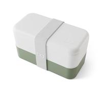 monbento - Bento Box Adult Original White/Green Made in France - 2 Leakproof Compartments - Stackable Lunch Box for Work/Picnic/Sports - BPA Free Containers for Food - Microwave & Dishwasher Safe