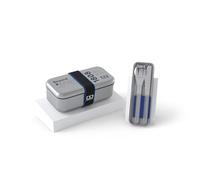 monbento - Beyond Nomad Lunch Set - Stainless Steel Food Box for Microwaves MB Sense + Cutlery Lunch Box with MB Slim Box Case - BPA Free - Durable, Reusable and Safe - Blue, 97007443