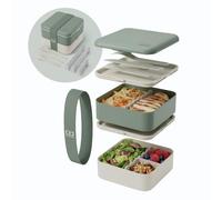 monbento - Flex Adult Lunch Box - 1L - 2-Tier Modular Bento with Compartments & Included Cutlery - Leakproof & BPA-Free - Perfect for Meal Prep & Office - Natural Green