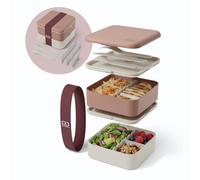 monbento - Flex Adult Lunch Box - 1L - 2-Tier Modular Bento with Compartments & Included Cutlery - Leakproof & BPA-Free - Perfect for Meal Prep & Office - Moka Pink
