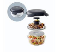 monbento - Glass Salad Bowl 950 ml - Sunny Lunch Box - Ice Bread Included - Bento Box with Removable Compartments - Sauce Pot - Fresh Meal - Natural Blue