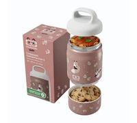 monbento - Handy Kids Insulated Lunch Box - 500ml - 2-Tier Stainless Steel Bento - Keeps Food Hot & Cold - BPA-Free - Ideal for School & Outings - Cinnamon Fox