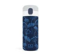 MONBENTO - Insulated Bottle MB Pop Ginkgo - 360ml - Leakproof - Hot/Cold Up to 12 Hours - Small Water Bottle for Kids School/Park or for Adult to Slip into Handbag - BPA Free Food Grade Safe - Blue