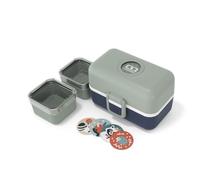 monbento - Kids Bento Lunch Box Tresor green/blue - 3 Compartment - Ideal for Travels, Picnics, Activities - Customisable - BPA Free & Sturdy - Green & Blue