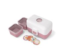 monbento - Kids Bento Lunch Box Tresor White/Pink - 3 Compartment - Ideal for Travels, Picnics, Activities - Customisable - BPA Free & Sturdy - White & Pink