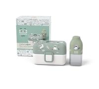 monbento - Kids Lunch Box Gift Box - with Bento Box MB Tresor Raccoon with Compartments, Water Bottle MB Postive S Ideal for Lunches or Snacks at School/Park - Green