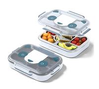 monbento - Kids Lunch Box MB Wonder Panda - Bento Box with Compartments - Stainless Steel Tray - Ideal for Complete Lunches or Snacks at School/Park - BPA Free - Food Grade Safe - Blue
