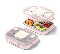 monbento - Kids Lunch Box MB Wonder Sheep - Bento Box with Compartments - Stainless Steel Tray - Ideal for Complete Lunches or Snacks at School/Park - BPA Free - Food Grade Safe - Pink