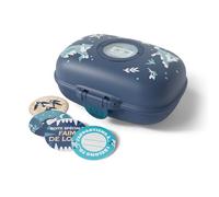 monbento - Kids Snack Box Gram Blue Wolf - Snack Box Container for Travel, Picnics, Activities - Bento with Cute Wolf Pattern - BPA Free - Customisable and Sturdy