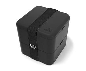 monbento - Large Bento Box MB Square Onyx with Compartments Made in France - Leakproof Lunch Box for Work/School and Meal Prep - BPA Free - Food Grade Safe - Black