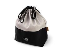 monbento - Lunch Bag MB Pochette L Natural Onyx - Polyester and Cotton Large Lunch Tote - for Work/School Lunch Packing - Can Contain a Bento Box + a Bottle + a Cutlery Set - Cream & Black