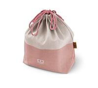 monbento - Lunch Bag MB Pochette L Pink Natural - Polyester and Cotton Large Lunch Tote - for Work/School Lunch Packing - Can Contain a Bento Box + a Bottle + a Cutlery Set - Cream & Pink