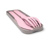 monbento - MB Pocket Color Litchi Pink with case - Eco Friendly Reusable Cutlery Set for Lunch Box - 3 Pieces Fork Knife Spoon - Flatware Set Ideal for Children