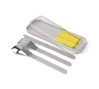 MONBENTO - MB Slim Box Nomad Cutlery - Yellow - Lunch Box Cutlery Set With Case for Original, Square and Sense Bentos - for Outdoor Nomadic Meals - Fork Knife Spoon