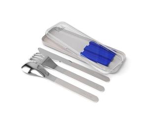 MONBENTO - MB Slim Box Stainless Steel Cutlery Set for Lunch Box MB Original MB Sense MB Square MB Foodie - Blue - Trio Knife - 3 Pieces Fork Spoon Knife - Perfect for Outdoor Lunch
