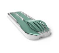 MONBENTO - Pocket Color Green Forest Kids Cutlery Set - Travel Cutlery Set with Case for Kids - Fork Spoon Knife - Kids Cutlery Set for Lunch Box Perfect for Picnics - Resistant and BPA Free - Green