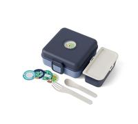 monbento - Sandwich Box for Kids Snacky Blue Infinity - Sturdy Children Lunch Box for a Whole Sandwich - Fork & Spoon Included - Customizable Snack Container - Perfect for Picnics - BPA Free