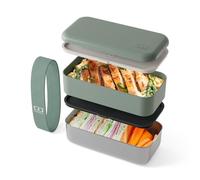 monbento - Sense Original Green Natural Stackable Lunch Box - 1.2 L Metal/Plastic Bento Box - Microwave & Oven Safe Stainless Steel Food Containers - Leakproof & BPA-Free - Ideal for Meal Prep/Office