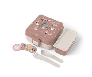 monbento - Snacky Cinnamon Fox Sandwich Box for Kids - Sturdy Kids Lunch Box for a Whole Sandwich - Fork & Spoon Included - Customizable Snack Box Container - Perfect for Picnics - BPA Free - Fox