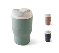 MONBENTO - Travel Mug S Green Natural Insulated Coffee Mug - 360 ml Tumbler with Straw and Lid - Keeps Drinks Hot/Cold - Dual-Opening Lid Stainless Steel Bottle - Perfect for Iced or Warm Coffee/Tea